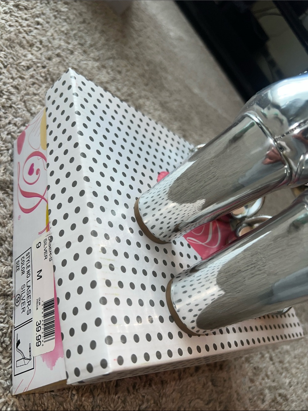 Silver Rhinestone Ankle-Strap Heels - Picture 3 of 5